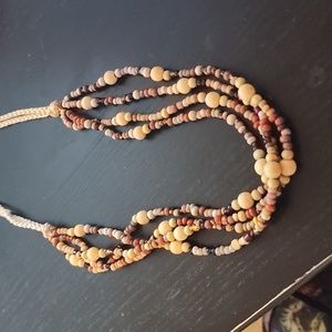 Wood & stone beaded necklace